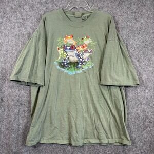 Vintage Y2K Raging River Tree Frogs Nature Graphic T-Shirt Mens 3XL Rainforest